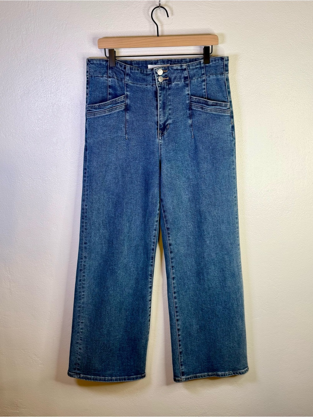 Mica High Rise Wide Leg Double Pocket Denim Jeans Medium Wash Women's Size 32